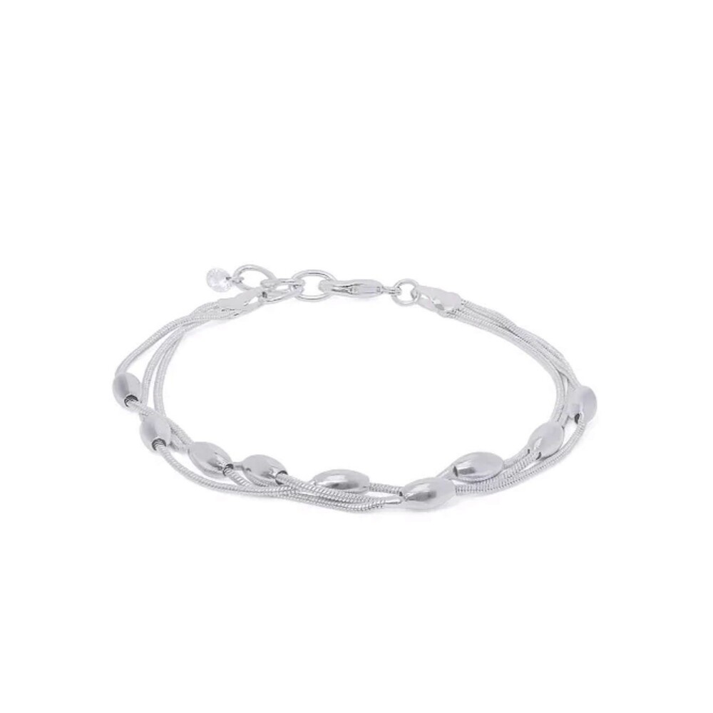 Silver Plated 3 Strand Ball Beaded Bracelet - Silver Sterling Multi-Row Bead